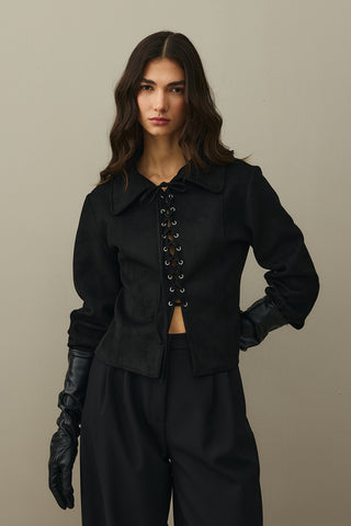 Eyelet Suede Jacket Black