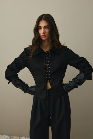 Eyelet Suede Jacket Black