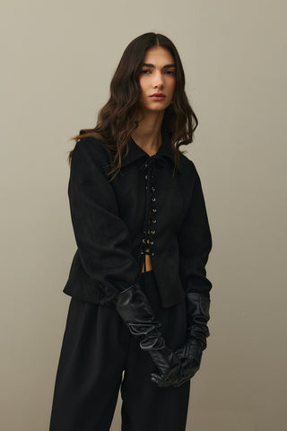 Eyelet Suede Jacket Black