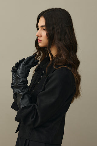 Eyelet Suede Jacket Black