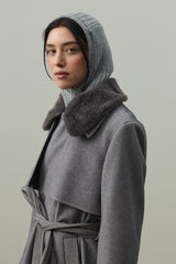 Lastik Örgülü Balaclava Başlık Gri