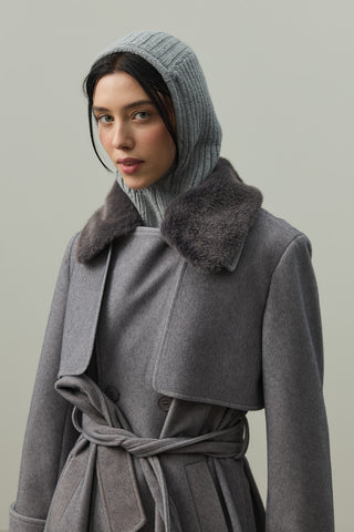 Lastik Örgülü Balaclava Başlık Gri