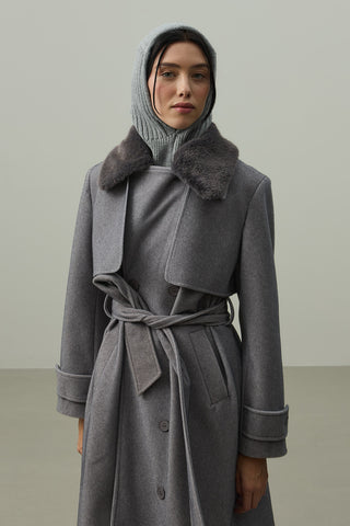 Lastik Örgülü Balaclava Başlık Gri