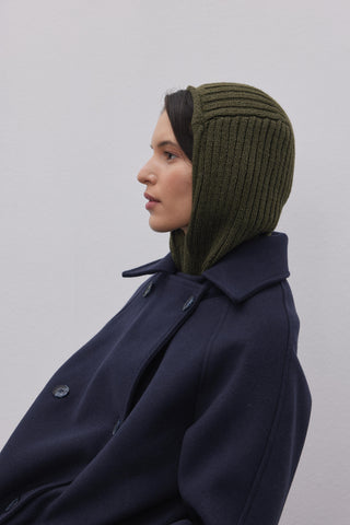 Lastik Örgülü Balaclava Başlık Haki - Fahhar Design