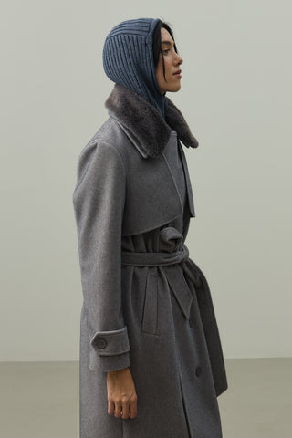 Lastik Örgülü Balaclava Başlık İndigo