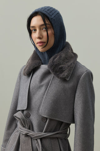 Lastik Örgülü Balaclava Başlık İndigo