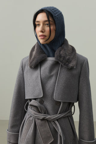 Lastik Örgülü Balaclava Başlık İndigo