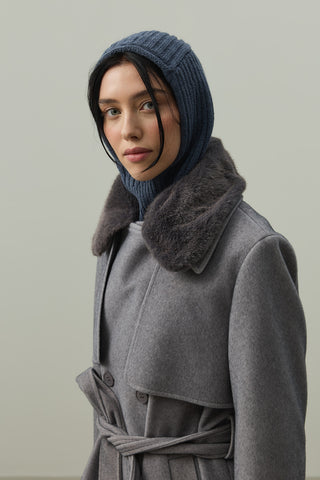 Lastik Örgülü Balaclava Başlık İndigo