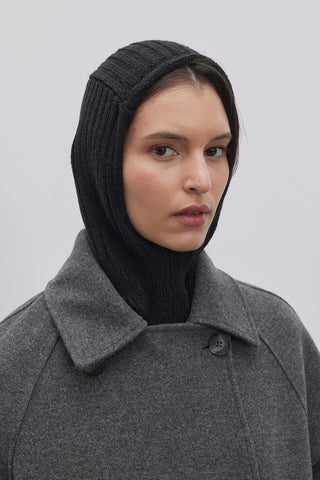 Lastik Örgülü Balaclava Başlık Siyah - Fahhar Design