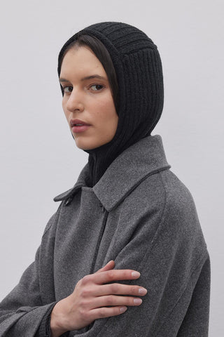 Lastik Örgülü Balaclava Başlık Siyah - Fahhar Design