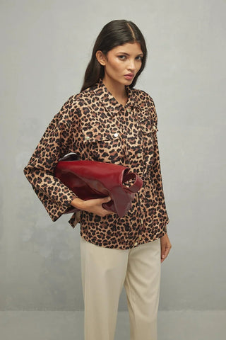 Leopar Desen Ceket Kahverengi - Fahhar Design