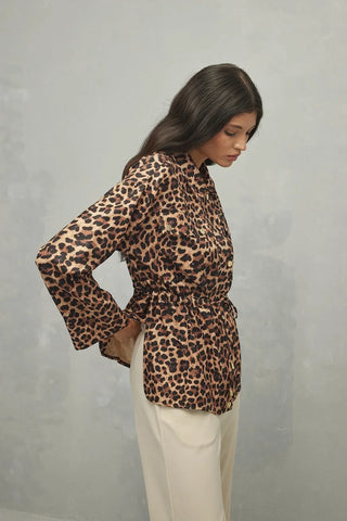Leopar Desen Ceket Kahverengi - Fahhar Design
