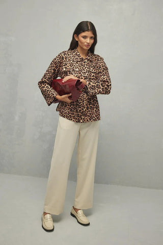 Leopar Desen Ceket Kahverengi - Fahhar Design