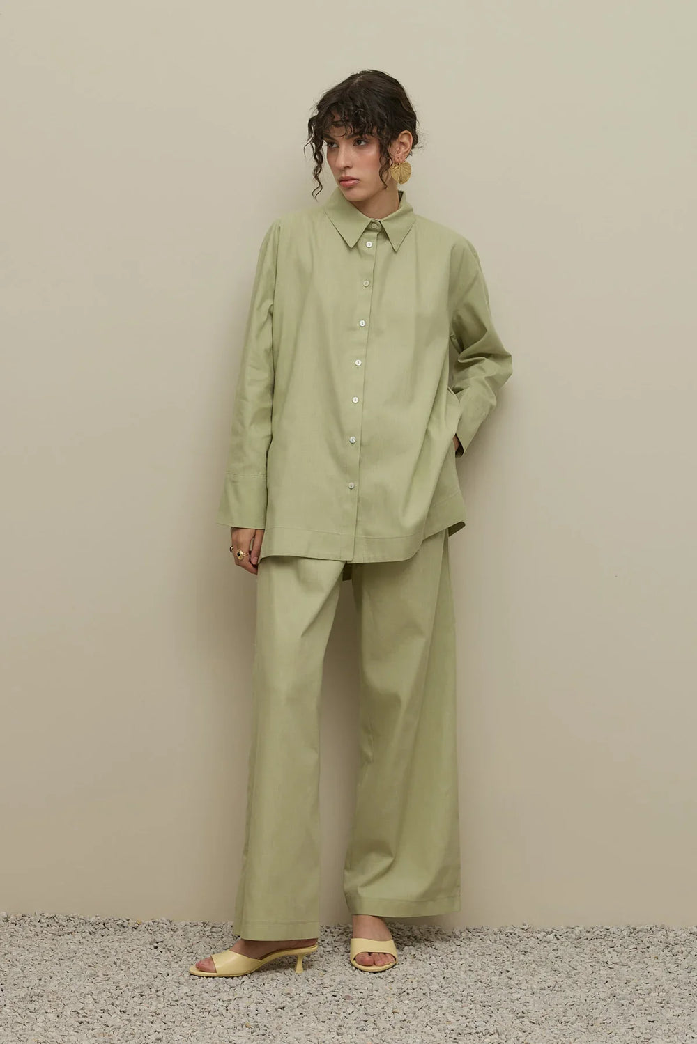 Lyocell Linen Shirt Set Mint