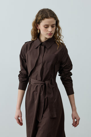 Maxi Trenç Elbise Kahverengi