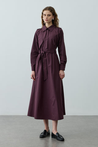 Maxi Trenç Elbise Mürdüm