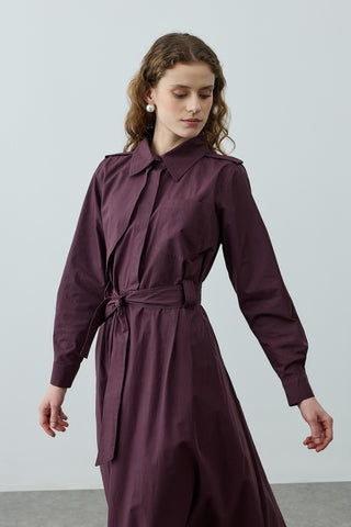 Maxi Trenç Elbise Mürdüm