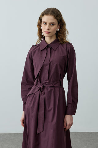 Maxi Trenç Elbise Mürdüm