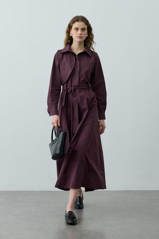 Maxi Trenç Elbise Mürdüm