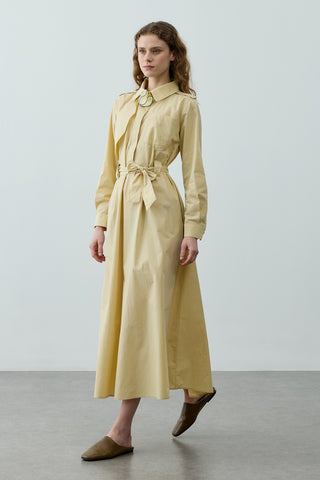 Maxi Trenç Elbise Sarı
