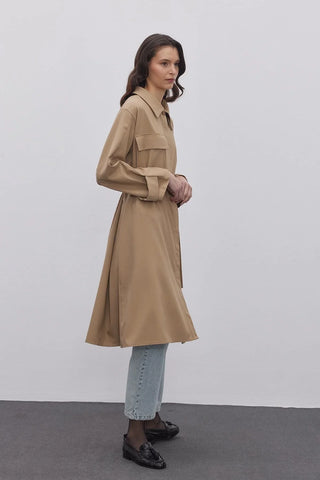 Maxi Trenç Gömlek Camel - Fahhar Design