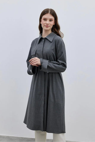 Maxi Trenç Gömlek Gri - Fahhar Design