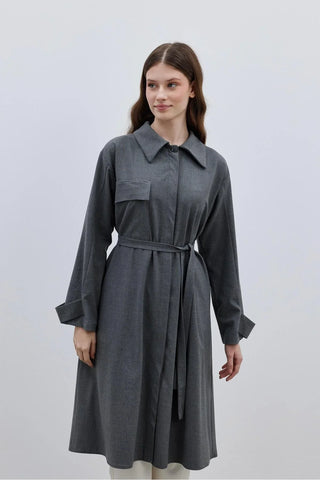 Maxi Trenç Gömlek Gri - Fahhar Design