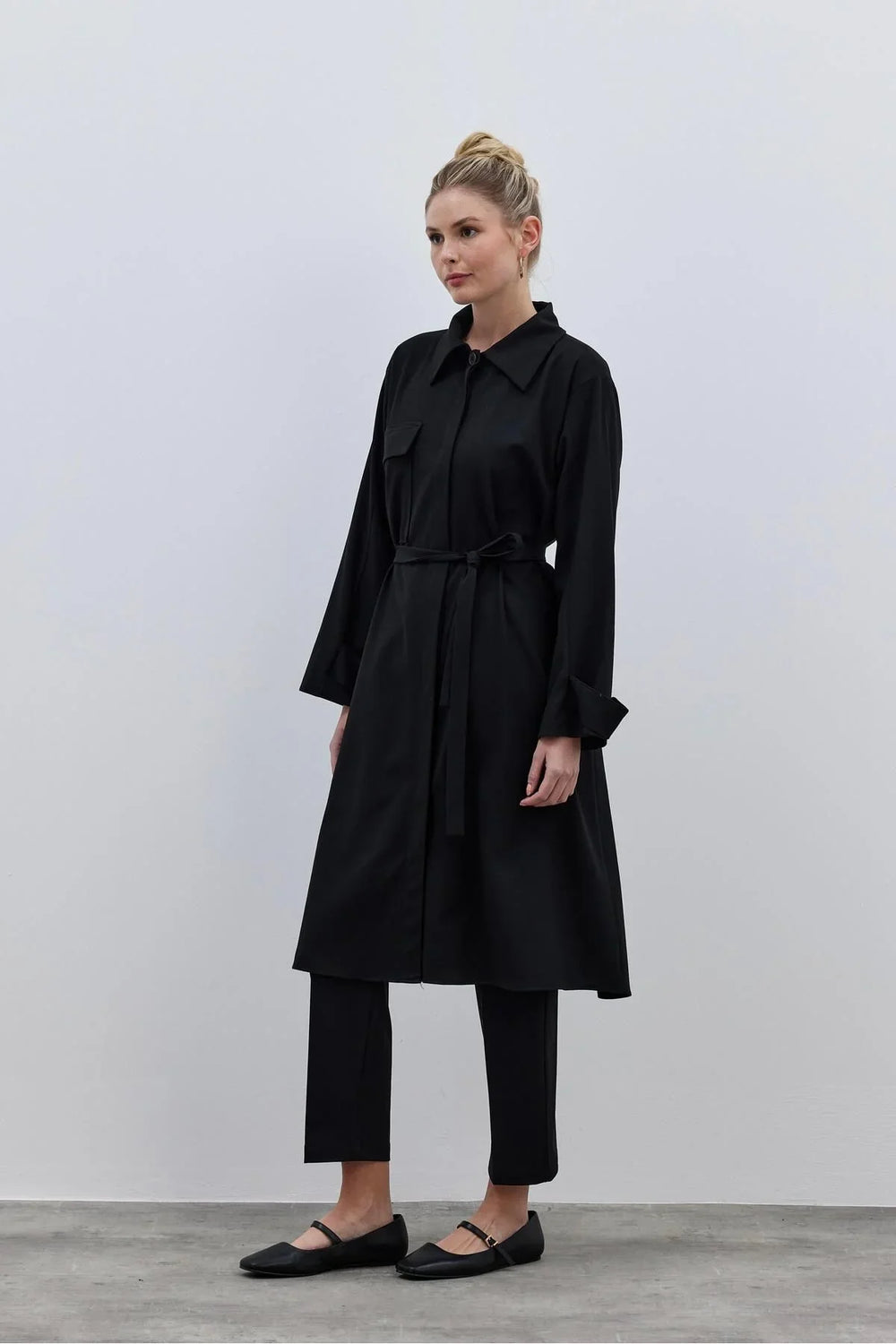 Maxi Trench Shirt Black
