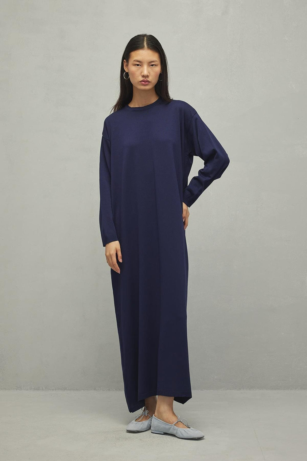 Mercerized Basic Dress Navy Blue