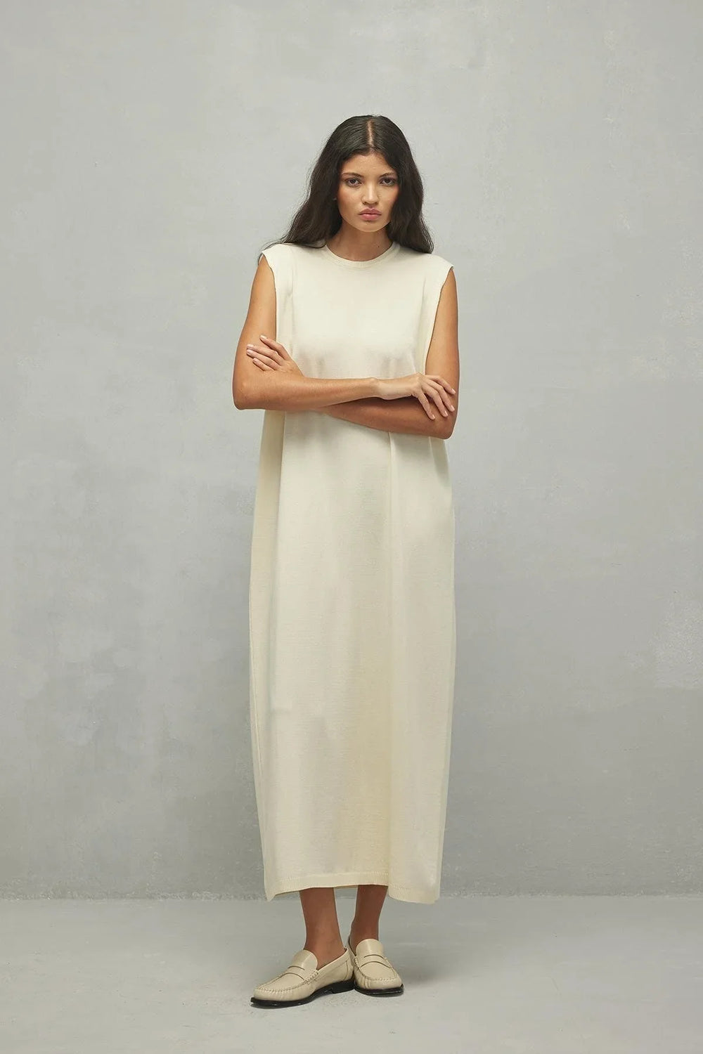 Mercerized Maxi Dress Ecru