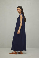 Mercerized Maxi Dress Navy Blue