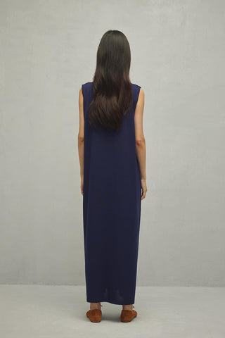 Merserize Maxi Elbise Lacivert - Fahhar Design