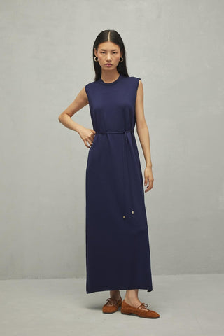 Merserize Maxi Elbise Lacivert - Fahhar Design