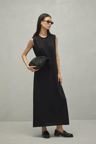 Merserize Maxi Elbise Siyah - Fahhar Design