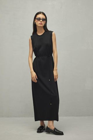 Merserize Maxi Elbise Siyah - Fahhar Design