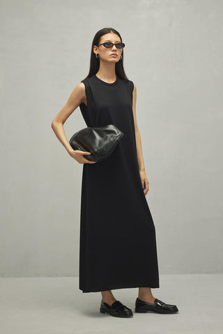 Merserize Maxi Elbise Siyah - Fahhar Design