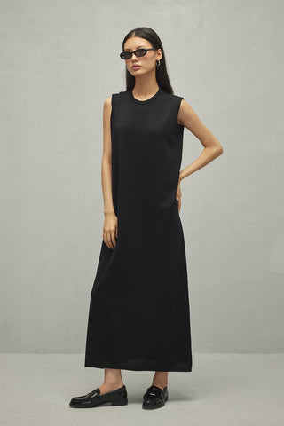 Merserize Maxi Elbise Siyah - Fahhar Design