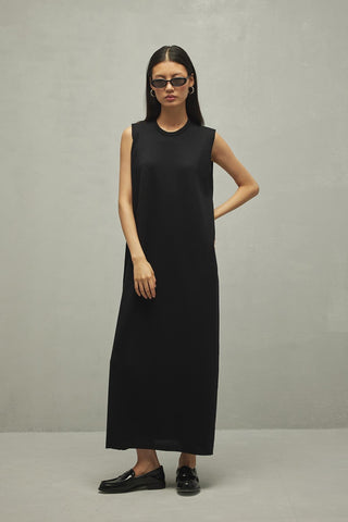 Merserize Maxi Elbise Siyah - Fahhar Design