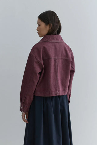 Metal Fermuarlı Denim Ceket Bordo - Fahhar Design