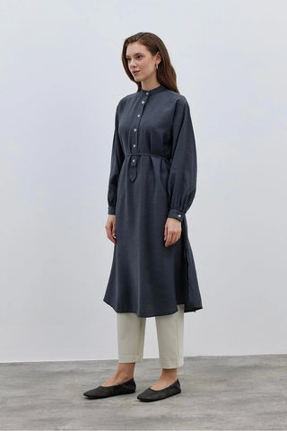 Modal Maxi Kadın Gömlek Antrasit - Fahhar Design