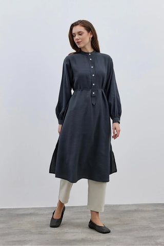 Modal Maxi Kadın Gömlek Antrasit - Fahhar Design