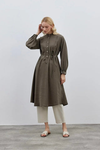 Modal Maxi Kadın Gömlek Haki - Fahhar Design