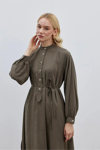Modal Maxi Kadın Gömlek Haki - Fahhar Design