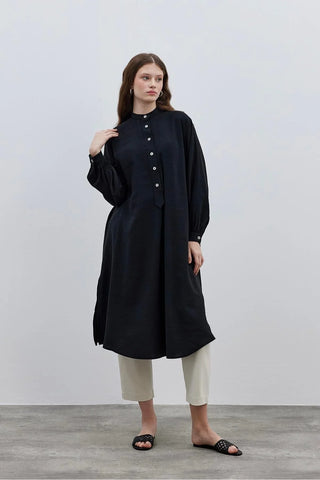 Modal Maxi Kadın Gömlek Siyah - Fahhar Design