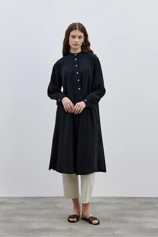 Modal Maxi Kadın Gömlek Siyah - Fahhar Design