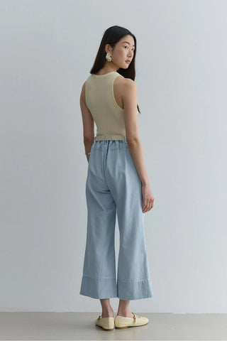 Nervür Dikişli Denim Pantolon Açık mavi - Fahhar Design