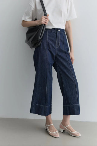 Nervür Dikişli Denim Pantolon Lacivert - Fahhar Design