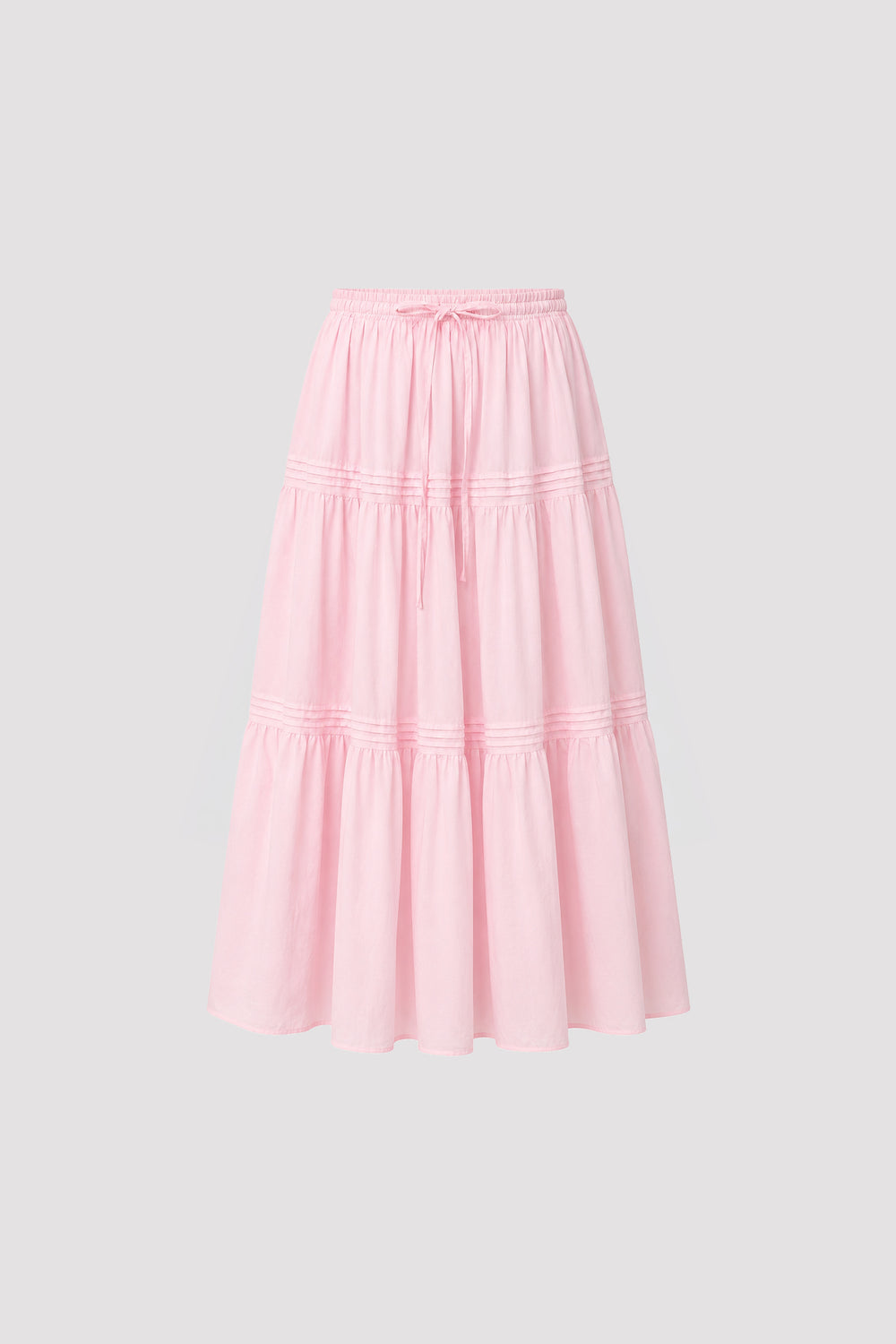 Nervürlü Büzgülü Etek Pembe
