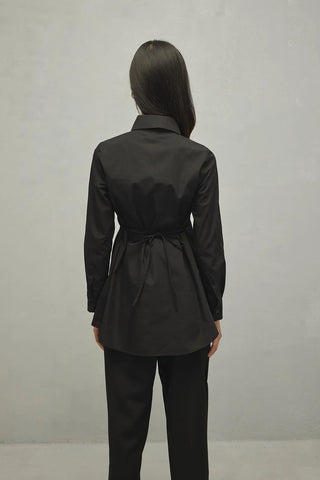 Nervürlü Gömlek Siyah - Fahhar Design