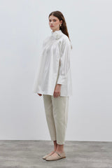 Ribbed Women's Shirt Ecru